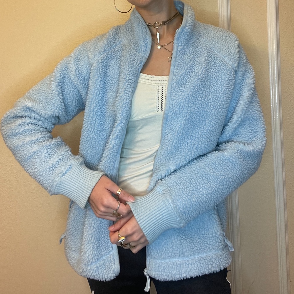 Cuddly Cozy Fluffy Blue Jacket